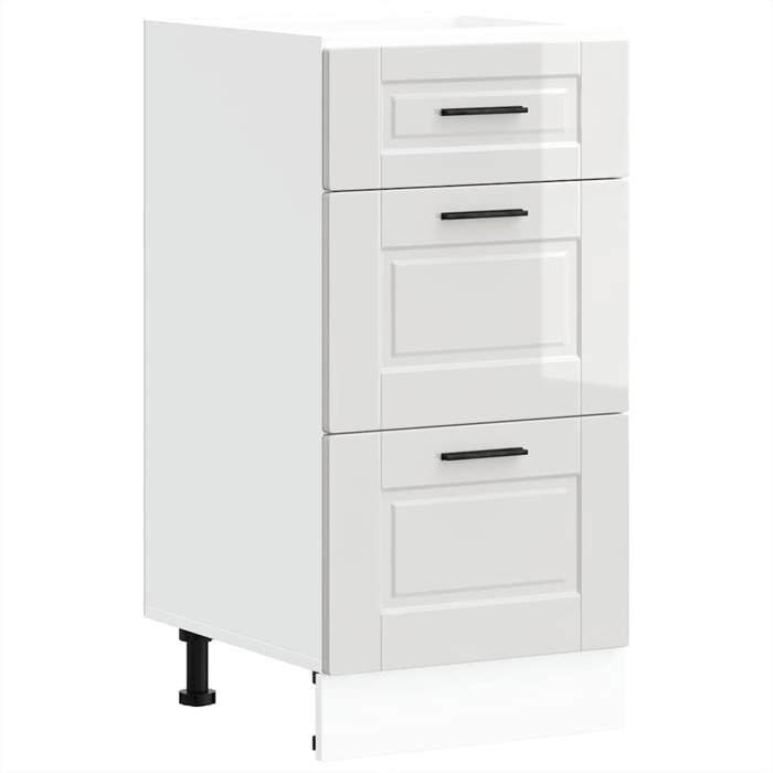 VidaXL Kitchen Cabinet Porto Glossy White Engineered Wood, Sink Cabinet, Kitchen Cabinet with Drawer, Cabinet 854222