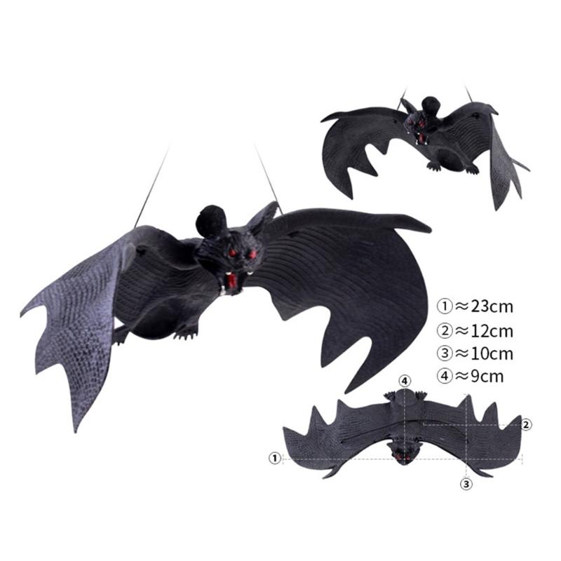 4Pcs Scary Realistic Bat Hanging Ornament Wall Hanging Decorations For Garden Window Display Halloween Celebration