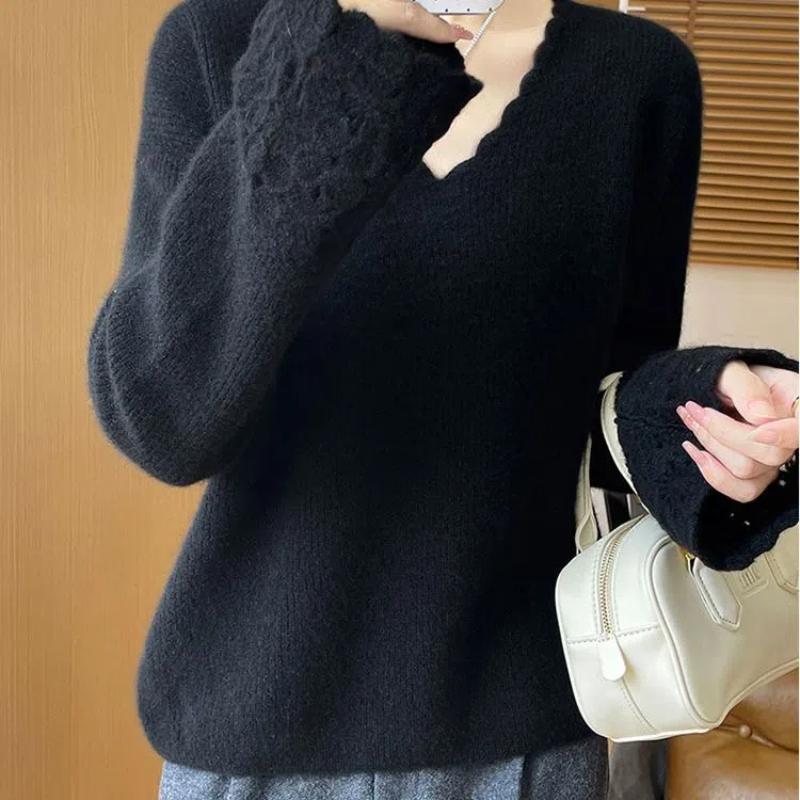 Suéter para Mujer Invierno Engrosado Jersey Cálido Tejido Elástico Manga Larga Oversize Jersey Suéter Tops