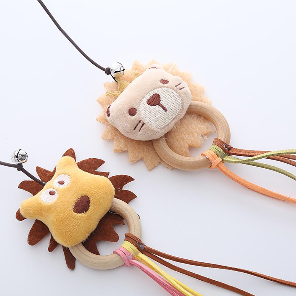 Cat Teaser Wand Toy - Plush Lion & Dog Design, Wooden Handle Interactive Toy for Cats,