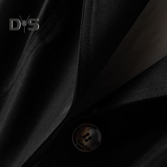 Women Fall Spring Coat Slim Fit Single-breasted Solid Color Turn-down Collar Pockets Mid Length Korean Style Overcoat Outdoor Jacket