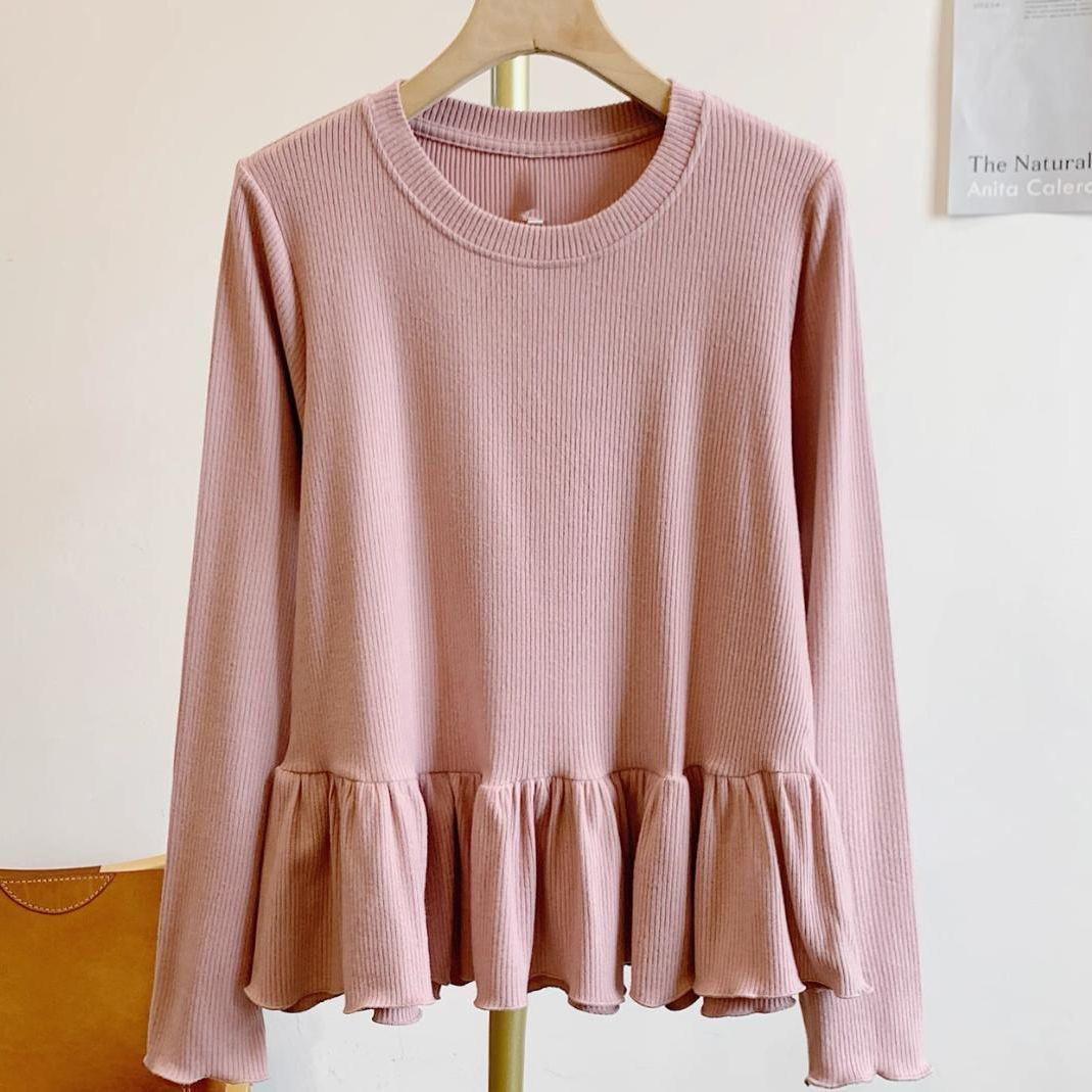 

Women s Loose Fit Sports T-Shirt with Lace Hem: Flaw-Concealing Spring & Autumn Outerwear XXXL (141-155 jin) рожевий