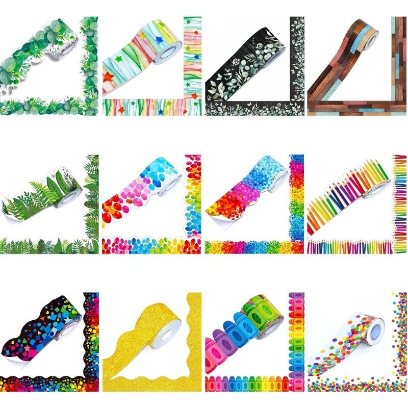 DXAB self-adhesive border decorations classroom trim border self-adhesive trim border colorful dots border