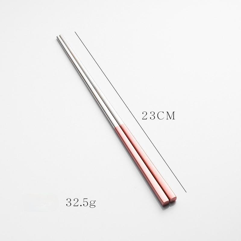 304 Stainless Steel Square Chopsticks Titanium Gold Rose Sushi Colorful Chinese Japanese Chopsticks