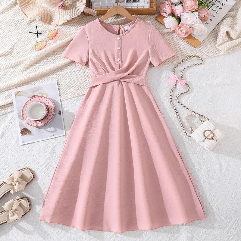 Sweet Girl s Dress - Spring/Summer Children s Elegant Pink Princess Dress 130cm=8Y розовый