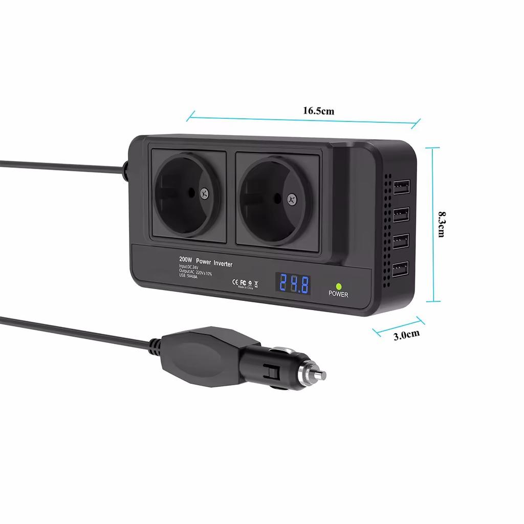 200W Car Inverter DC 12V To AC 110V 220V Car Inverter Converter Auto Power Adapter USB Type C US EU Plug