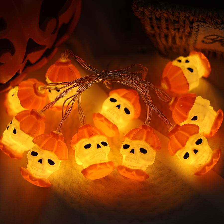 Halloween decoration props, luminous pumpkin skull LED light string, ghost festival scene decoration, ghost small colorful light