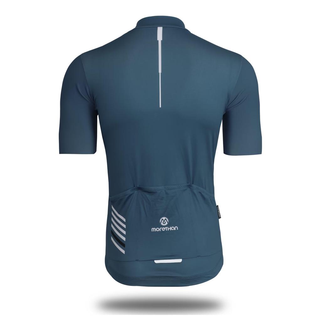 Morethan Cycling Jersey Men's (Size M/Steel Blue/Short Sleeve/Spring/Summer) (UV Protection/Lightweight/Quick-Drying/With Pockets) HVP-016