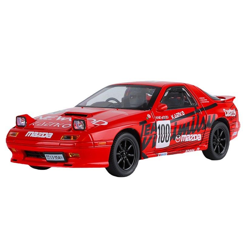 

1/24 Mazda RX7 Alloy Modified Sports Car Model Diecasts Metal Racing Car Vehicles Model Simulation Sound and Light Kids Toy Gift красный