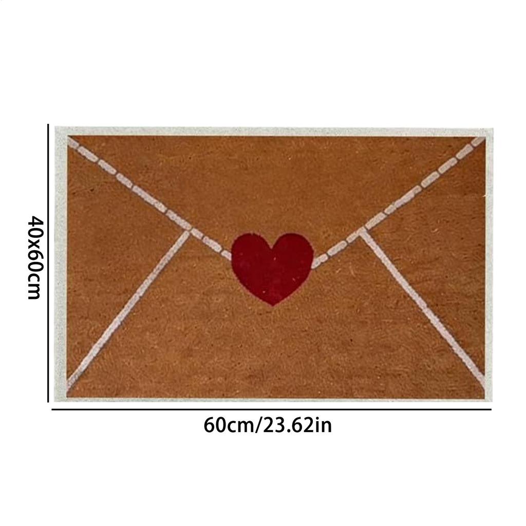 Red Love Heart Envelope Welcome Floor Mats Envelope Porch Doormat Valentine's Day Door Mat Household Entry Anti Slip Mat
