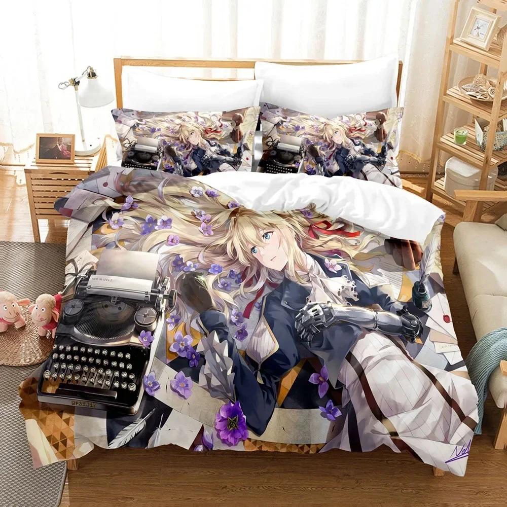 Comforter Anime Violet Evergarden Bedding Set Boys Girls Twin Queen Size Bed Kids Adult Home Textileextile