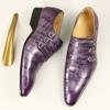 Fashion Wholesale Men's Leather Shoe Handmade Crocodile Pattern Engraved Office Business Wedding Party Fashion Shoe Leather Shoes Purple