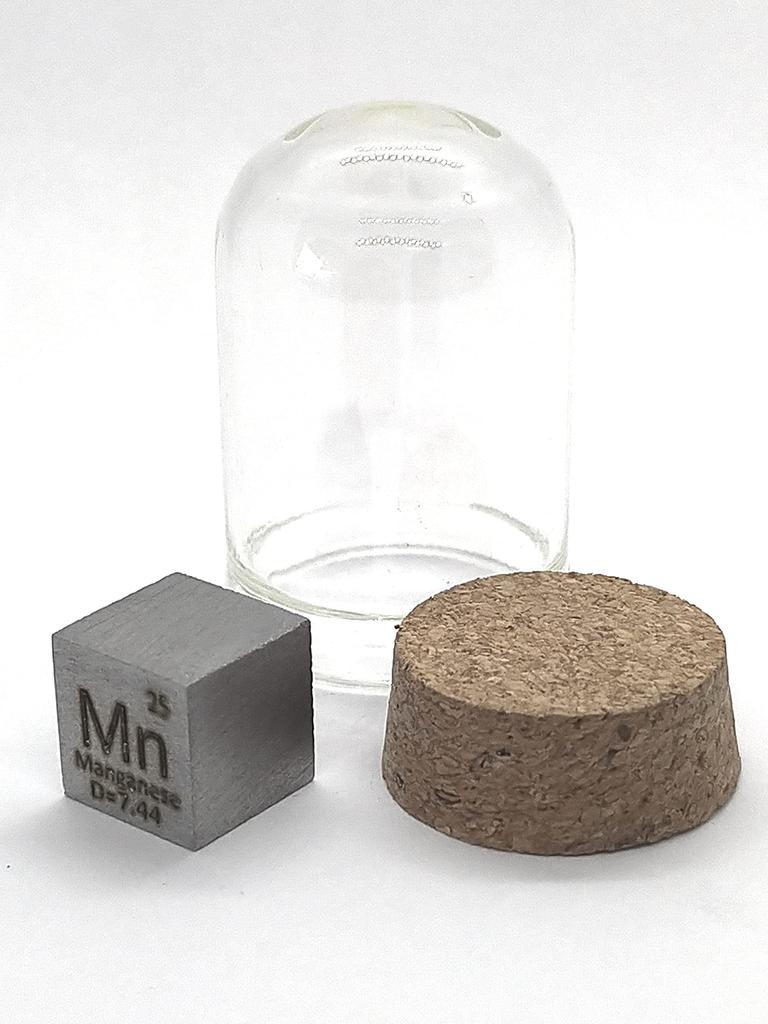 Element specimen manganese Mn engraved normal (10mm cube, A, side)