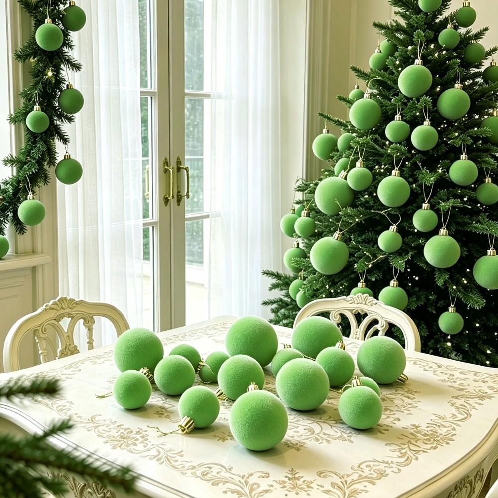 42/44pcs Wine Red Christmas Tree Hanging Balls Flocked Christmas Cake Box Xmas Tree Decor