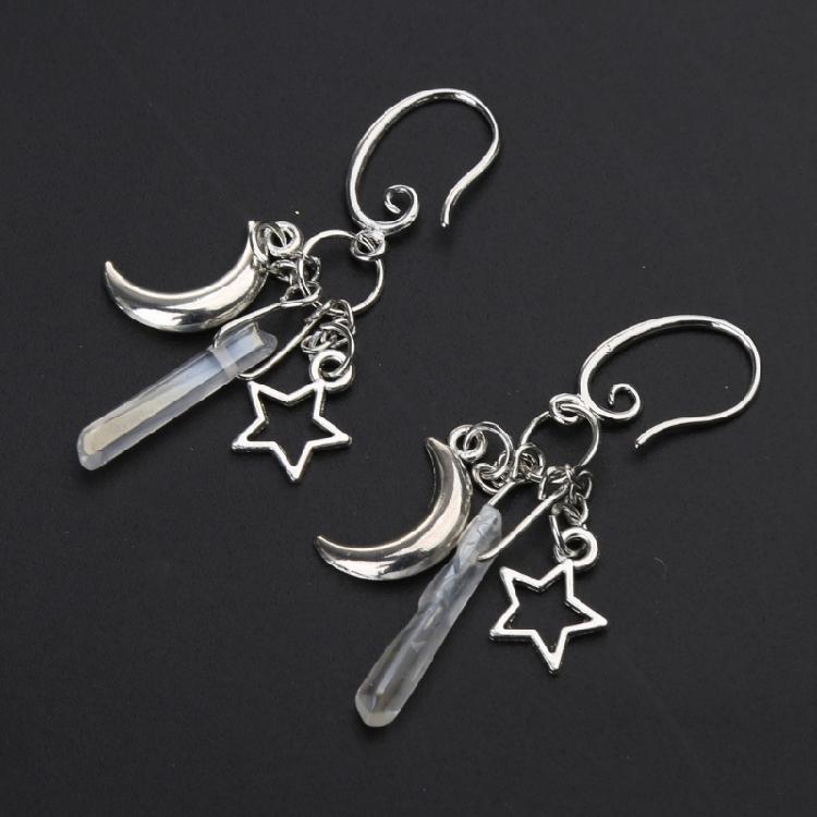 Natural Raw Quartz Crystal Point Earrings Matte Healing Gorgeous Witch Jewellery