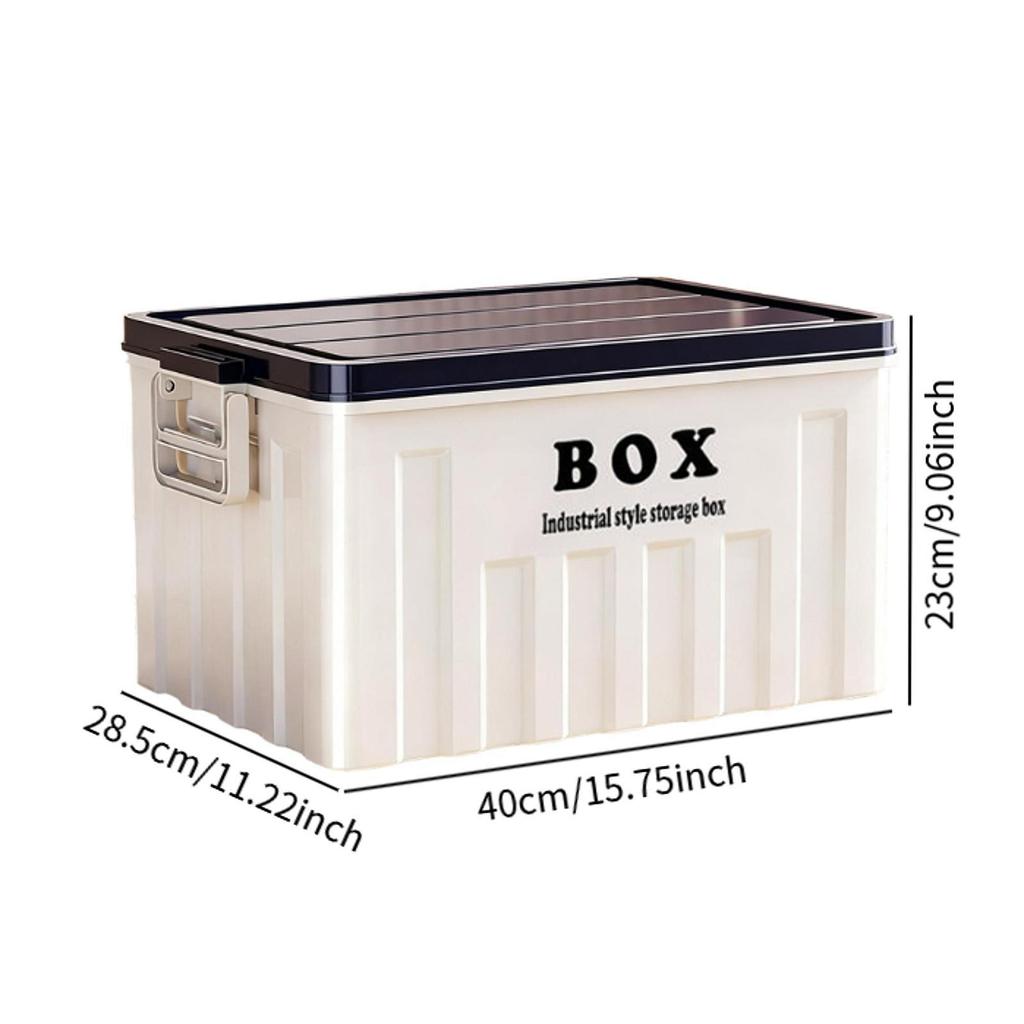 Lidded Storage Bin Utility Crate and Handles Storage Box with Lid Container for