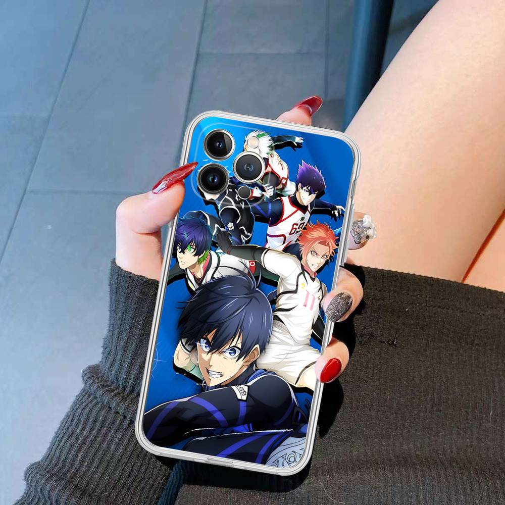 Football Anime B-Blue L-Lock Transparent Soft Phone Case For IPhone 15 12 14 16 17 13 Plus 11 Pro Max 13 Pro