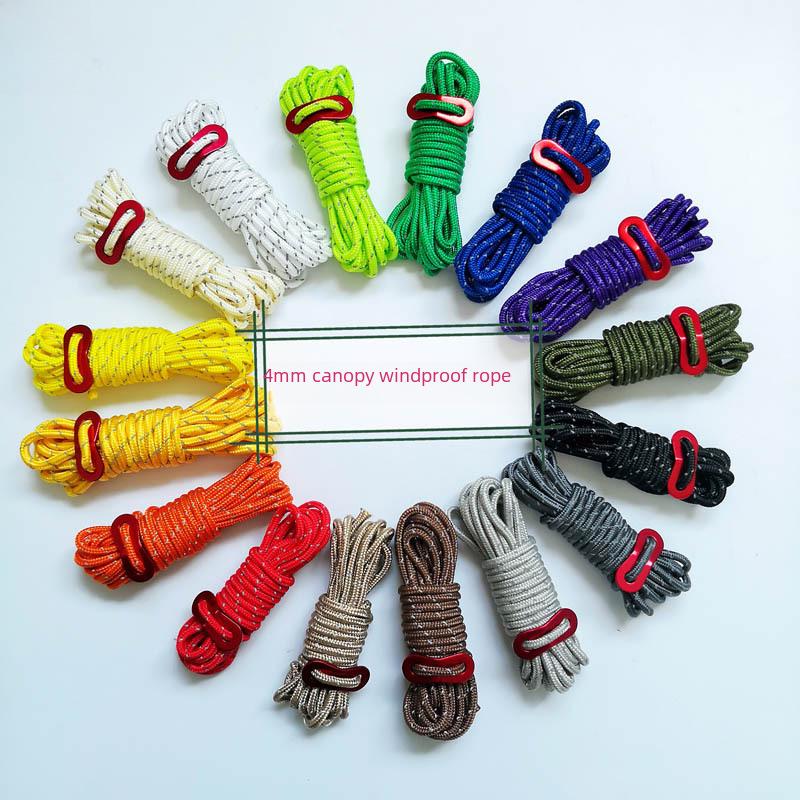 4mm Reflective Outdoor Camping Tent Tie & Awning Windproof Rope, 4m