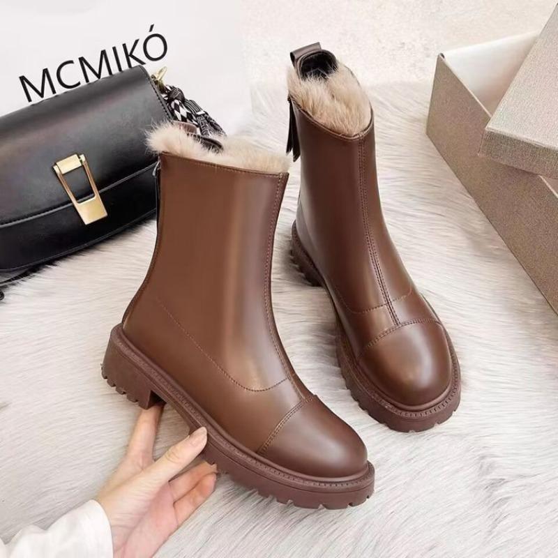 New Martin Boots Women's Fashion Winter Velvet Platform Cotton Shoes Niche Design Short Boots