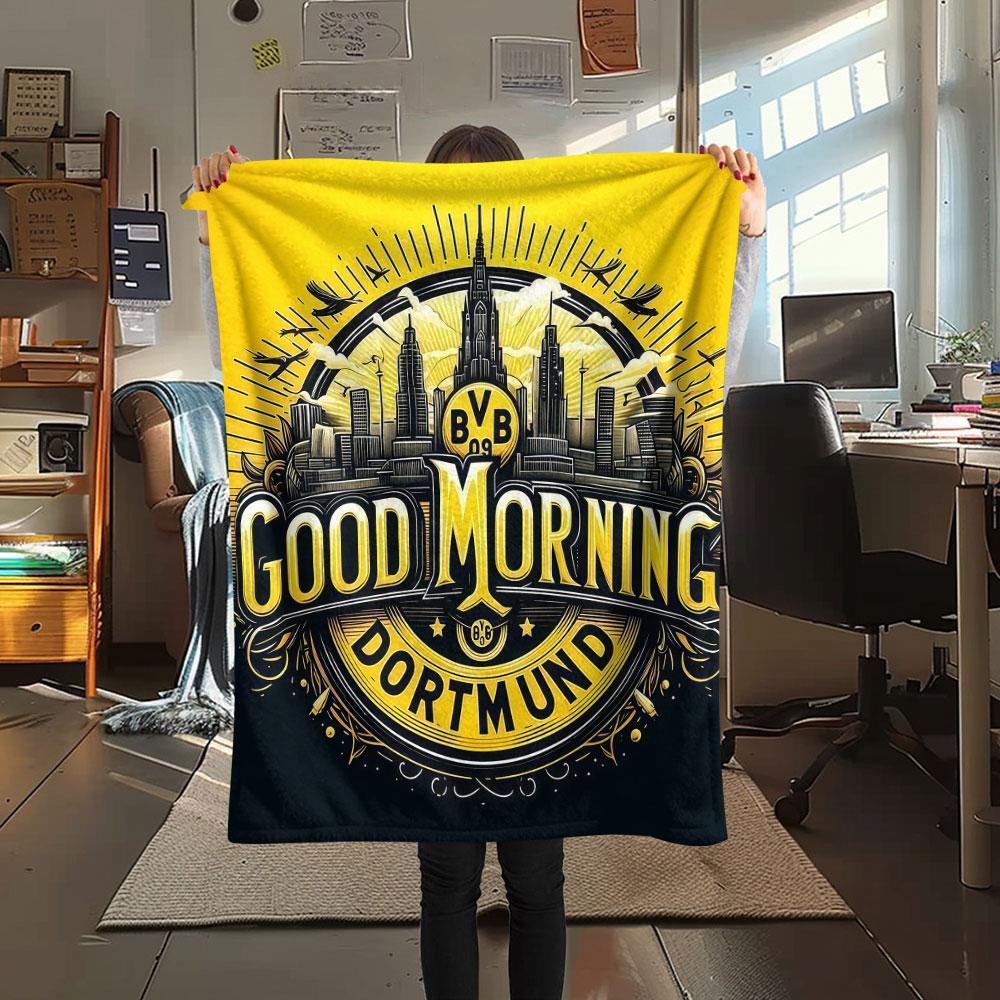 1PC Borussia Patterned Flannel Blanket Suitable For All Seasons for Home Decor Warmth and Comfort Gifts Holiday Present