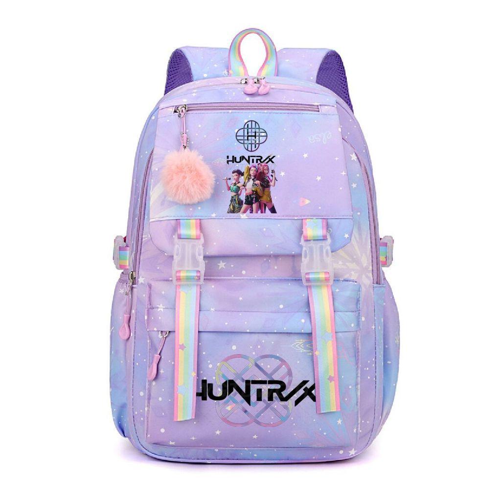 Girls Kpop Hunters Rumi Zoey Mira Printed Backpack Student School Travel Large Capacity Bag