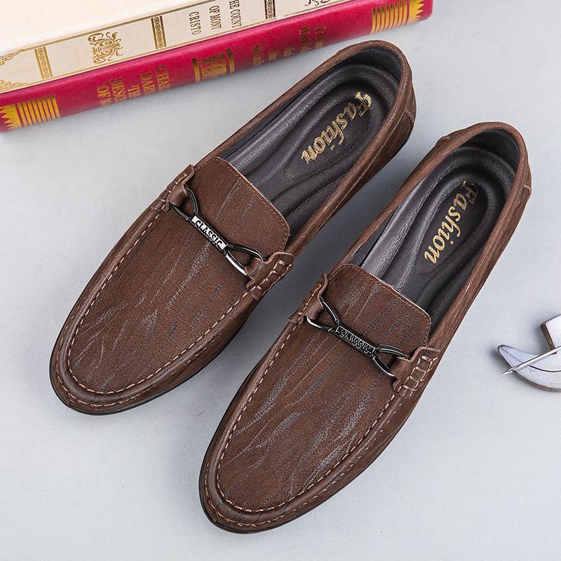 Causal Leather Men Shoes Formal Mens Loafers Moccasins Soft Breathable Slip on Boat Shoes Leisure Walk Italian New Driving Shoes
