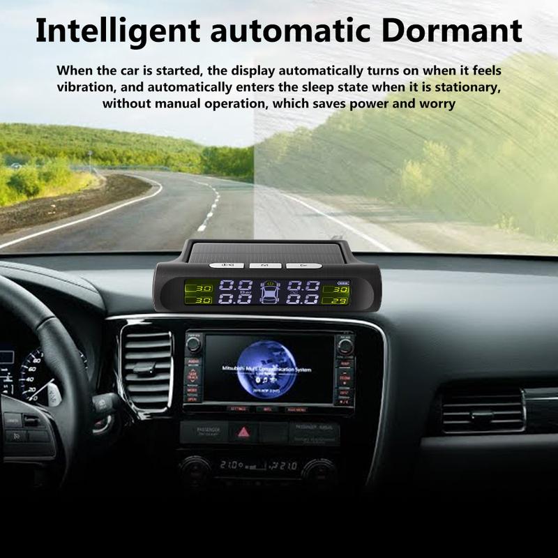 Digital LCD Display Universal Smart Car TPMS Tyre Pressure Monitoring System Auto Security Alarm Solar Charging