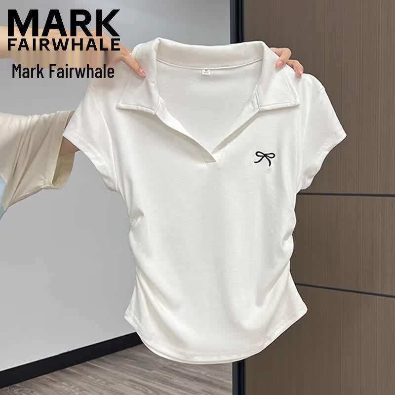 MARK FAIRWHALE Women s Butterfly Print Polo T-Shirt S белый