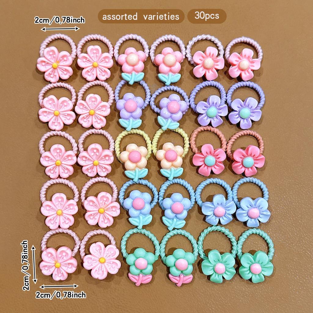 30 cute flower shaped rubber band hair accessories suitable for daily use