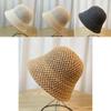 Chic 2024 Spring Summer Fisherman Hat Women's Knit Hollow Out Big Brim Bucket Hat For Sun Protection