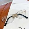 Metal half-frame flat glasses frame unisex YVM fashionable and cute bow optical mirror can be matched with degree silver