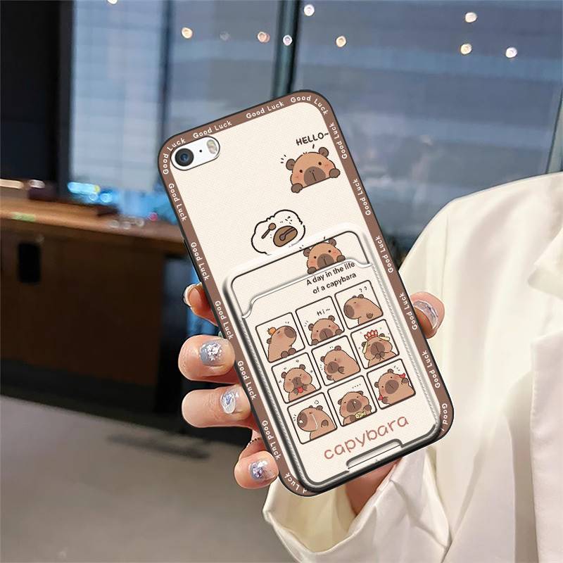 Fashion Design Dirt-resistant Phone Case For Iphone 5/5S/SE/ip5/ip5S/ipSE Card Bag TPU Card Slot Shockproof Anti-knock