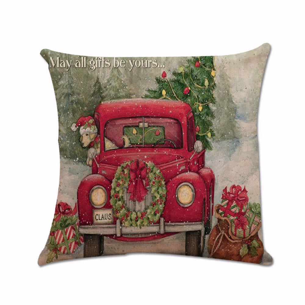 Christmas Cushion Cover Santa Claus Pattern Square Pillow Case dog Sofa Car LH