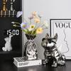 European Ceramic Silver Vase Pleated Bunched Mouth Hydroponic Flower Ware Living Room Dining Table Floral Vase Wedding Ornament