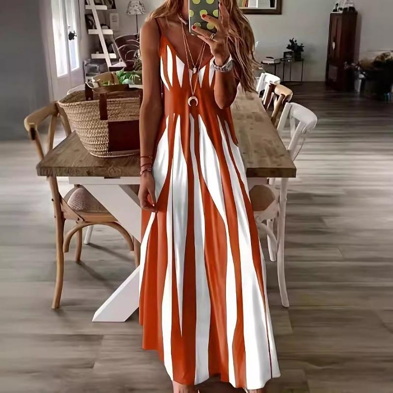 Women's Printed Spring/summer V-neck Dress