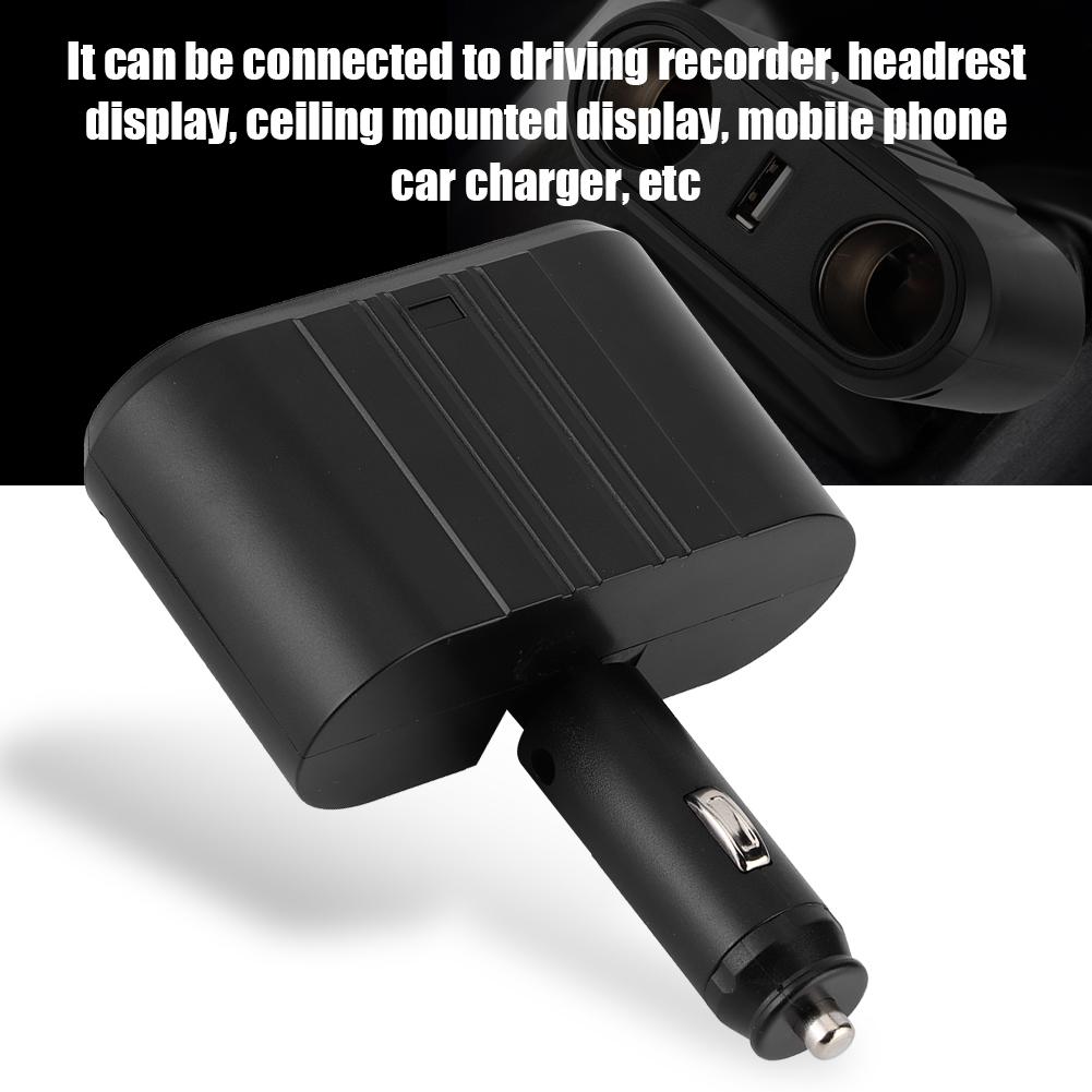 Universal Car 2 Way Cigar Lighter Splitter Charger Adapter with USB Fast Charge Port 12 24V
