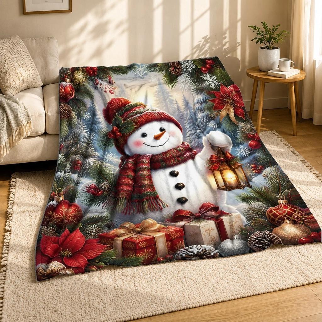 Festive Snowman Winter Coral Fleece Blanket