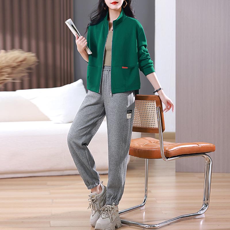 2025 Women's Autumn Casual Sportswear: Stylish Loose Sweatshirt & Cardigan Two-Piece Set
