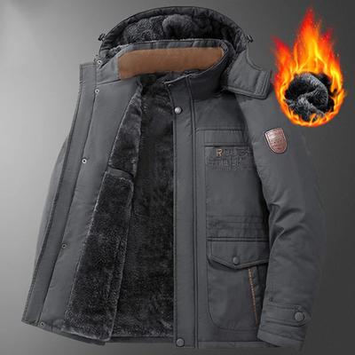 New Winter Men's Fleece-Lined Parka Coat Casual Vintage Military Workwear Jacket Thickened Detachable Hooded Parkas Men Overcoat