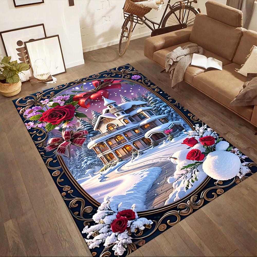 Christmas 319 Floor Rug Office Rug Perfect for Bedrooms Kitchen Entryway Balcony Antislip Carpet Decorate Offices Gift for Festivals