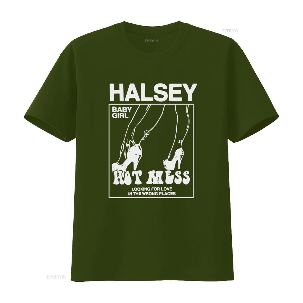 Halsey Hot Mess T Shirt  Sizes Met 183 Vintage Washed Homme Soft Comfortable Top For Everyday Wear Graphic Fashion Streetwear