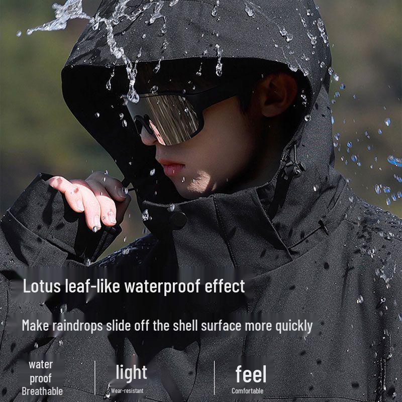 Men's Three-in-One Windproof Waterproof Hooded Mountaineering Jacket - Autumn/Winter Detachable with Plus Velvet
