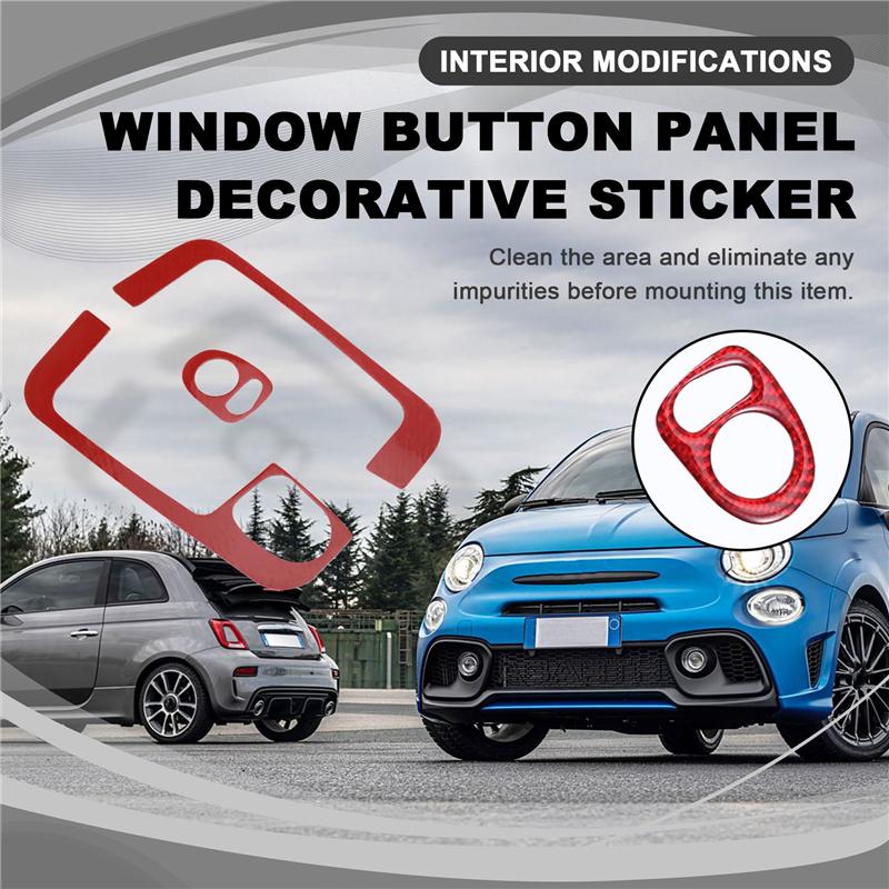 

A16P-Window Button Panel Decorative Sticker Interior Modifications For Fiat 500 2008-2011 Abarth 595 2012- Red RHD