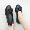 Big size 42 genuine leather ladies shoes  spring bow-tie shallow loafers soft bottom mom's flats office lady dress shoes