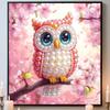 Rosa Eule Voll 5D DIY Perlen Edelstein Kunst Diamant Malerei Kits für Erwachsene/Anfänger Geschenkidee Heimdekoration 11,81x11,81 Zoll