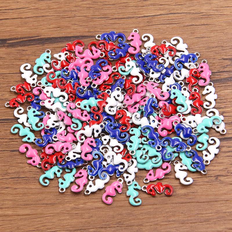 Stainless Steel Marine Life Enamel Pendants: Fish, Crab & Dolphin Charms in 9 Styles