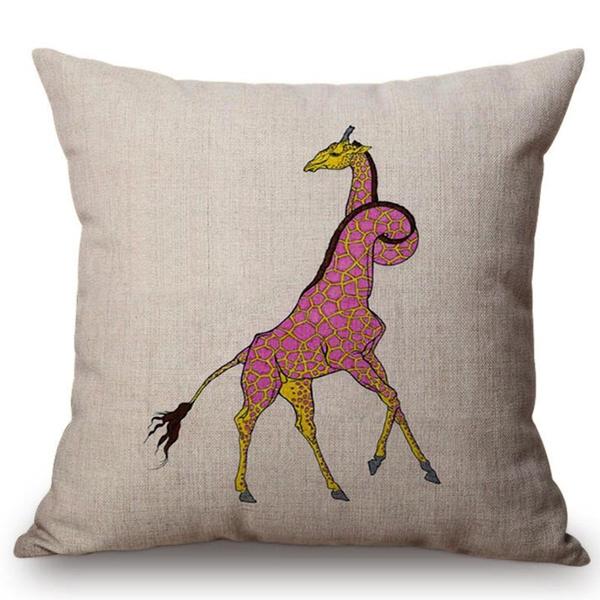 Elephant Giraffe Ostrich Style Cushion Cover Color Painting Wild Boar Animal Sofa Decoration Throw Pillow Case Cojines