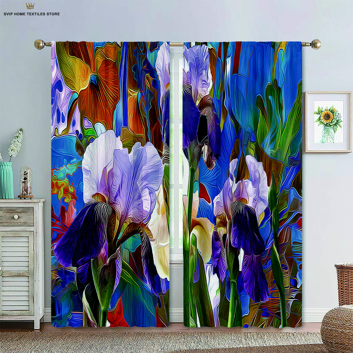 

Шторы с цветочным принтом в пасторальном стиле для спальни, гостиной, кухни, декоративные, можно стирать в стиральной машине, комплект из 2 шт. W50X130H(CM)X2PCS&Rod pocket