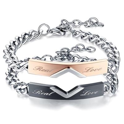 5MM Titanium Steel Valentine's Couple Bracelet - Customizable with Laser Engraving