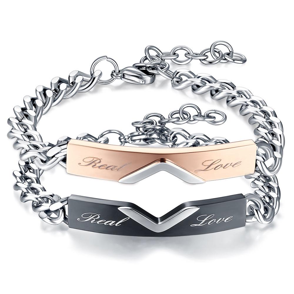 5MM Titanium Steel Valentine's Couple Bracelet - Customizable with Laser Engraving